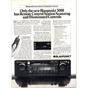 1981 Blaupunkt 3001 Car Stereo Receiver Vintage Print Ad Audiophile 80s Wall Art